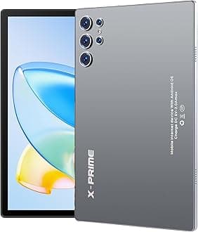 X-Prime S25 Ultra 10.1" Android 15 Tablet with Keyboard & Mouse | 5G + WiFi | HD+ AMOLED Display 3000x1440 | Dual SIM | Dual Camera | Google Meet & Zoom (Grey)