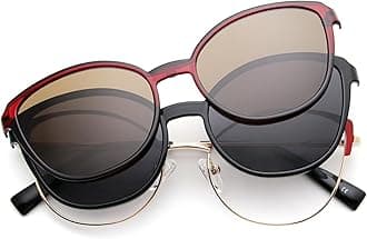 Magnetic Clip on Sunglasses for Men & Women Polarized UV Protection Retro Square Eyeglasses Fit Over Night Driving