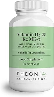 Theonia Vitamin D3 & K2 MK-7-100ug Each with MCT Oil - Suitable for Vegetarians - Support Healthy Bones, Teeth, Muscles, Immune Function, and Fatigue - Non-GMO