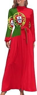 TAIZIYEAH Long Dress Portugal Flag Women's Summer Casual Loose Dress Long Dress Short Sleeve for Girls Fashion Skirts XL