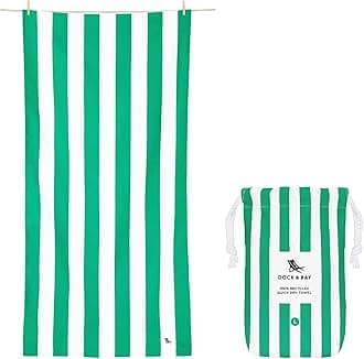 Dock & Bay Beach Towel - Quick Dry, Sand Free - Compact, Lightweight - 100% Recycled - Includes Bag - Cabana - Cancun Green - Large (160x90cm, 63x35)