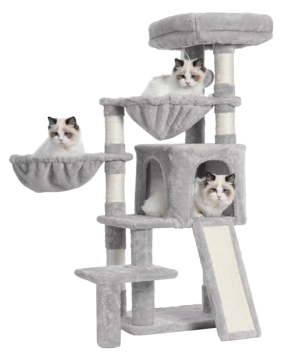 Cat Tree, Cat Tower with condo, 2 Baskets, Large Platform, Scratch Board, Cat Scratching Posts for Indoor Cats, Light Gray GCT003SW