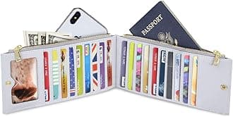 Coco Rossi Womens RFID Blocking Glitter Wallet Multi Card Organizer Bifold Wallet for Women with Zipper Pocket,Silver