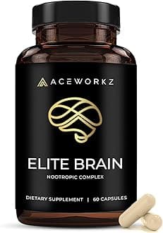 Elite Brain - Nootropic Supplement for Focus, Memory & Mental Clarity – Caffeine-Free Natural Energy with Lion’s Mane, L-Theanine & Vitamin B Complex (60 Capsules)