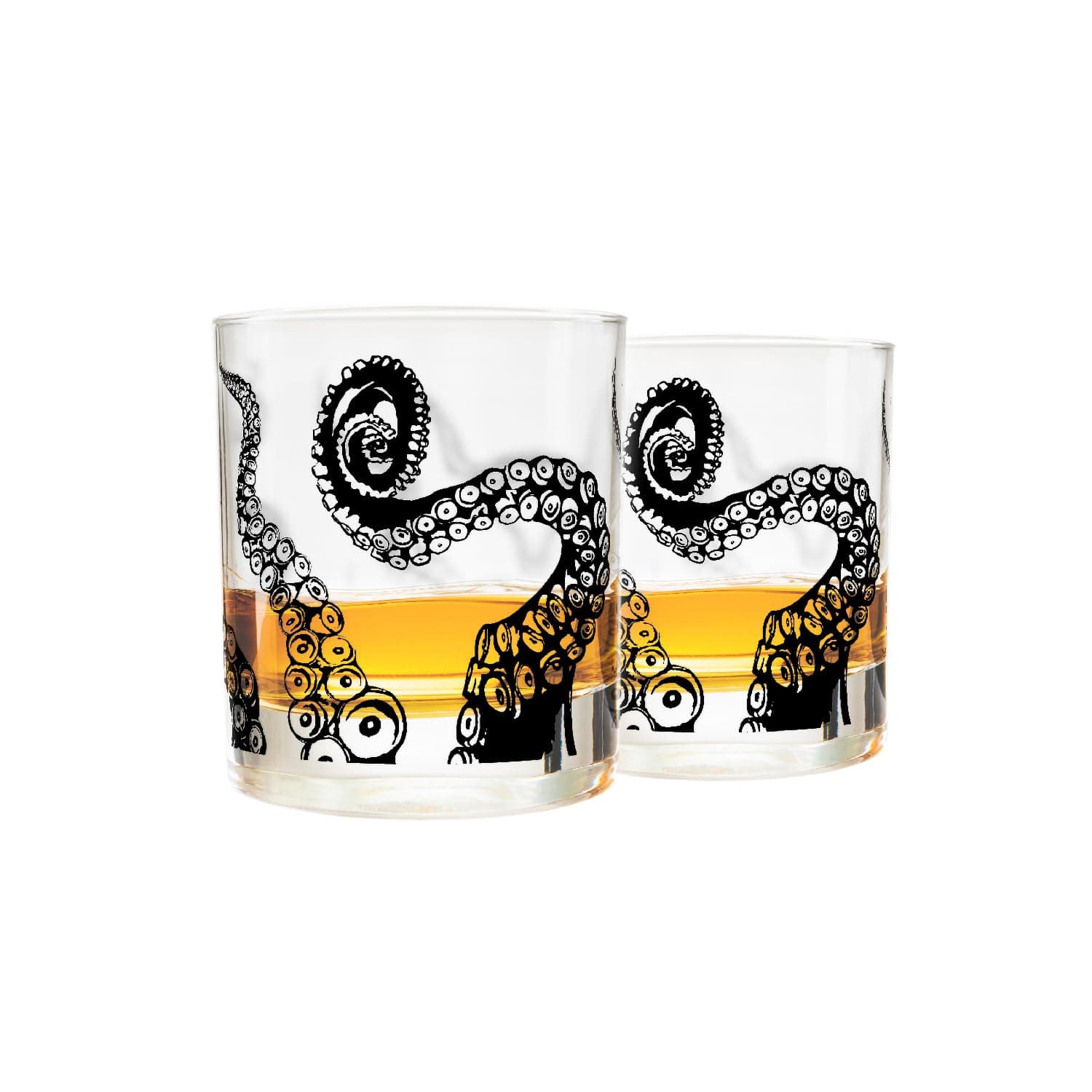 Greenline Goods Whiskey Glasses - 10 Oz Tumbler Gift Set – Kraken Whiskey Glasses (Set of 2) | Rocks Glass Octopus Decor | Old Fashioned Rocks Glasses