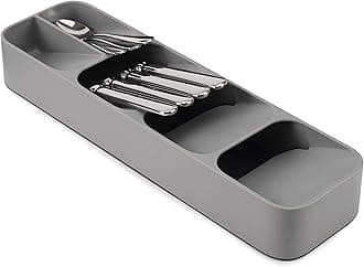 Joseph Joseph DrawerStore Kitchen Drawer Organizer Tray for Cutlery Silverware, Gray