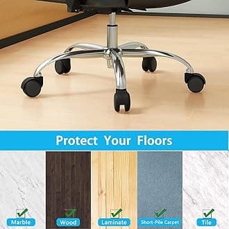 Office Chair Casters for Hard Floor and Carpet - Replacement Wheels 11 x 22 mm Shaft Size - Rubber Castors for Parquet Floors