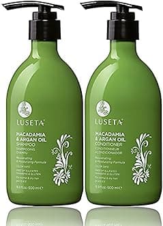 Luseta Macadamia & Argan Oil Shampoo & Conditioner Set, Rejuvenating & Moisturizing Hair, 2 x 16.9 Oz