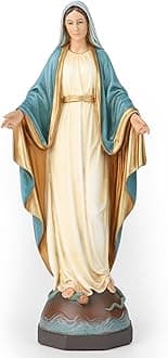 BC Catholic Our Lady of Grace Statue, 7" H Holy Mother Virgin Mary Figure, Religious Gfit of Home Decor, Hand Painted by Buildclassic