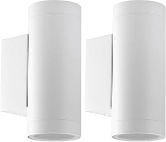 Klighten 2 pcs Outdoor Wall Light IP65 Up Down Outside Wall Lighting Modern Aluminum Wall Lamp for Garden Entrance Corridor Courtyard, Socket GU10, White, Bulb not Included