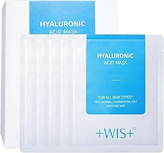 +WIS+ Hyaluronic Acid Face Mask 24 EA with Hyaluronic Acid Serum and Vitamin B5, Facial Mask for Dry Skin, Anti-Aging Mask to Plump and Repair Dehydrated Skin, Safe on Sensitive Skin,gifts for women