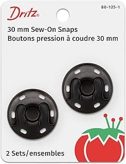 Dritz Sew-On Snaps 30mm 2/Pkg-Black, 30 mm