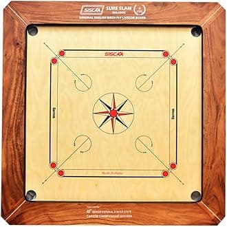 SISCAA Carrom Board Sure SLAM Indoor Board Game Approved by Carrom Federation of India & Maharashtra Carrom Association. (Bulldog, 24mm)