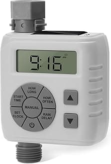 Sprinkler Timer, Water Timer for Garden Hose with Dual Power Design, Professional Anti-Leak Technology Ensures Leak-Free, with Rain Delay, Automatic, Manual Watering System, 1 Outlet