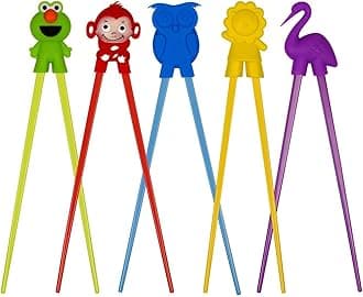 Training chopsticks for kids adults and beginners - 5 Pairs chopstick set with attachable learning chopstick helper - right or left handed