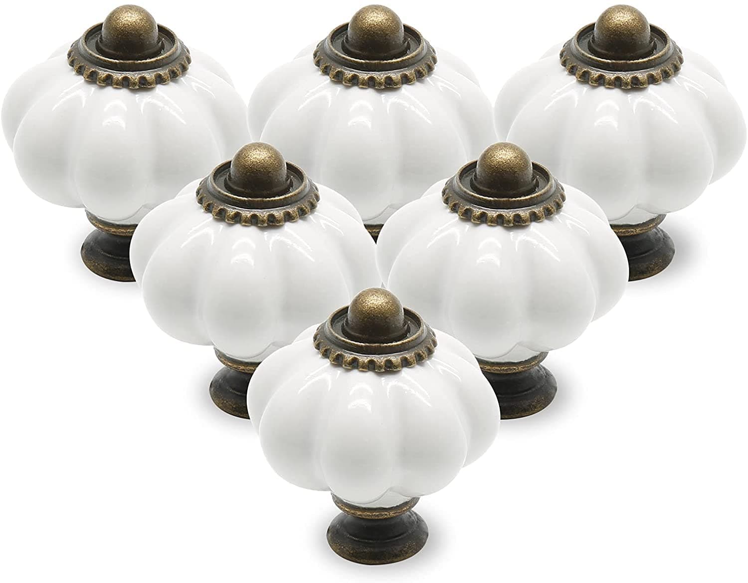 12 Pack Ceramic Drawer Knobs, White Vintage Cupboard Knobs with Mounting Screws, Antique Wardrobe Pull Handles for Kitchen Cabinet and Dresser