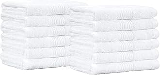 Cotton Washcloths for Bathroom, Soft and Highly Absorbent, 12 in x 12 in, White, 12-Pack