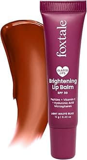 SPF 30 Brightening Lip Balm for Dark Lips with Peptides & Vitamin C | Brightens | Hydrates | Tinted Lip Balm - Light Mauve Glaze 12gm