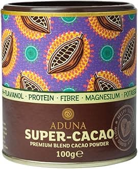 Aduna Super-Cacao Powder | 100% Natural Ghanaian Cacao for Heart Health & Energy Support | Natural Vegan Source of Magnesium, Flavanols & Iron | Superfood for Hot Chocolate, Smoothies, & Baking | 100g