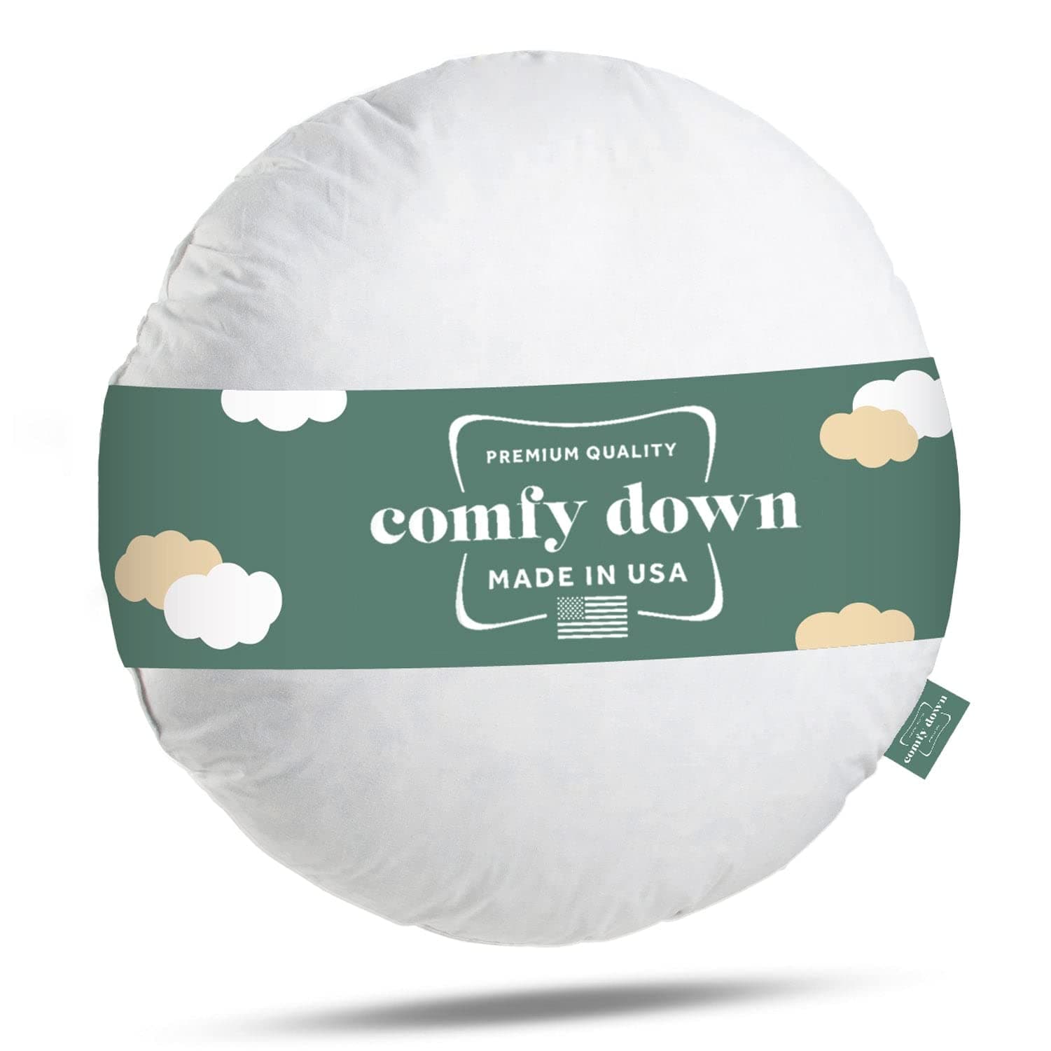 ComfyDown Down and Feather Diameter Round Decorative Pillow Insert, Sham Stuffer - Made in USA (34")