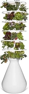 Lettuce Grow Farmstand Large Hydroponic Tower Planters, 6 Ft 7 in Vertical Planter Herb Garden Planter Hydroponics Growing System with Glow Rings Plus 36 Seedling Credits
