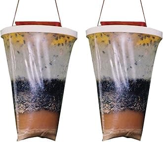 Fly Trap Bags, Hanging Fly Trap Bags, Fruit Fly Killer, Professional Trap Catches Flies, Insects and Bugs, Ranch Fly Trap with Bait for Outdoor, Gardens, Farms, Cattle farm, Horse Barn (2 Pack)