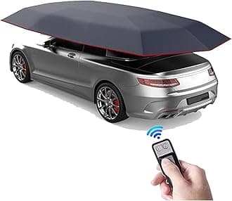 Universal Car Tent Movable Carport, Outdoor Automatic Auto Cover Waterproof Car Sun Shade Umbrella Tent Anti-UV Protection Windproof Oxford Cloth,Navyblue-4.5x2.3m