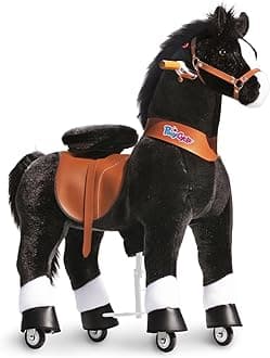 Large Riding Horses for Big Kids Classic Model U (with Brake/ 42.5" Height/Size 5 for Age 7-12) Riding Pony Cycle U5 Mechanical Horse Black Ux526