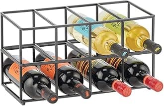 Green Touch Stackable, Metal Geometric Free-Standing Water Bottle and Wine Rack Storage Organizer for Kitchen Countertops, Pantry, Fridge - Holds 8 Bottles - 2 Pack - Black