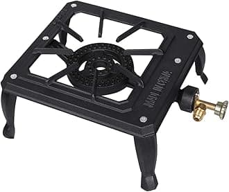 Boshen Portable Stove Burner Cast Iron Propane LPG Gas Cooker for Patio Outdoor Camping BBQ, Not Include Adapter