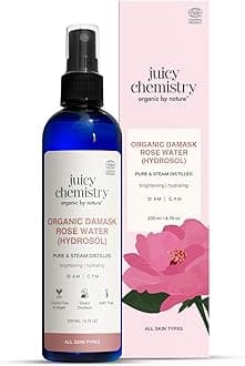 Juicy Chemistry Organic Rose Water (Hydrosol), 200 ml | Face Toner for Glowing, Brighter and Hydrated Skin | Made with Bulgarian Damask Roses - Clinically Tested