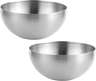 YIKANGHENG Stainless Steel Salad Bowl, 2 Pcs 720 Ml (0.2 Gal) Food Grade Bowl for Salads, Soup, Rice, Cereal, Breakfast, Dinner, Serving and Oatmeal at Home and Outdoors (2, 15 cm)