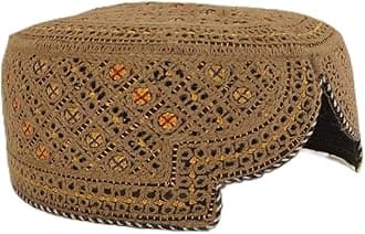 Sindhi Topi Kufi Traditional Handmade Cap with Embroidered Front Cut Unisex, Ramadan, Eid Gift for Muslims Made in Pakistan