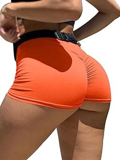 MizociWomen's Sexy Gym Biker Booty Shorts High Waisted Ruched Workout Shorts