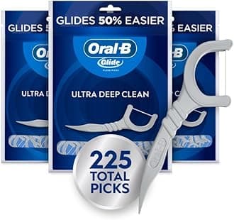 Oral-B Glide Ultra Deep Clean Floss Picks, Removes Food and Plaque, Cool Mint Flavor, 75 Floss Picks, Pack of 3
