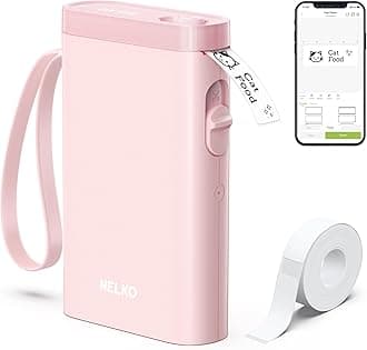 Bluetooth P21 Label Printer, Portable Self-Adhesive Labelling Device, Wireless Mini Printer for iOS Android, Home, Office - Pink