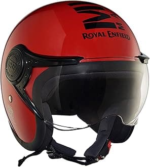 Royal Enfield Open Face MLG Cycling Helmet with Clear Visor Red, Size: M( 57-58Cm)