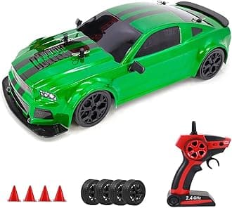GoolRC RC Drift Car, 1:14 Scale Remote Control Car, 4WD 20KM/H High Speed RC Sport Racing Car, 2.4GHz RC Drifting Car for Adults with Cool Lights, Drift Tires + Racing Tires