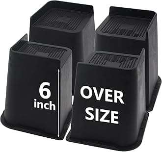 4 Pack Oversized Bed Risers 6 inch Heavy Duty, Furniture Risers, Black Bed Lifts Risers for Table, Sofa, Chair, Couch, Desk, Bed Frame Risers Supports Up to 6,500 Lbs