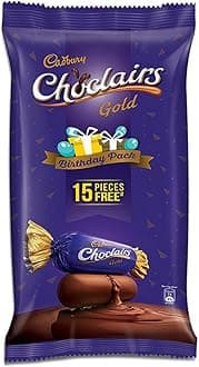 Cadbury Choclairs Gold Birthday Pack, 655.5g (Pack of 100 with Free 15 Pieces)