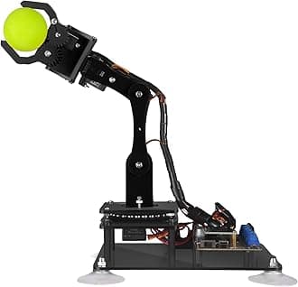 5-DOF Robotic Arm Kit Compatible with Arduino IDE, STEM Robot Building Kit Programmable DIY Coding STEM Educational 5 Axis Robot Arm with OLED Display Processing Code and Tutorials