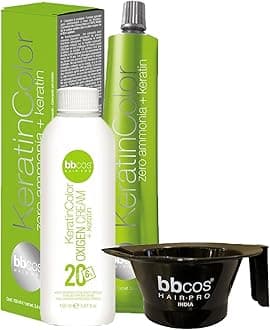 KeratinColor Permanent Hair Color Cream & Developer Oxigen Cream With Mixing Bowl Long Lasting Hair Color Tube Gift Pack For Home Hair Care