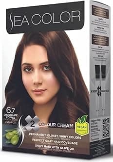 SEA COLOR Permanent Hair Dye Set (2 tubes in a box) - Chocolate Coffee 6.7