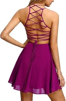 HOMEBABY Women's Party Cocktail Chiffon Backless Dress, Vintage Elegant Bandage Sleeveless Summer Mini Dress Clothes