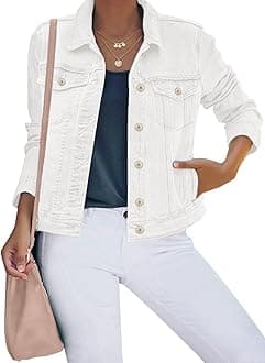 luvamia Women's Basic Button Down Stretch Fitted Long Sleeves Denim Jean Jacket