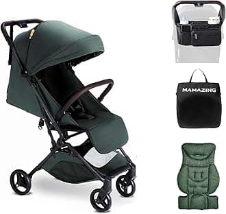 MAMAZING Ultra Air Lightweight Baby Travel Stroller with Carbon Fiber Frame, Compact & Airplane-Friendly, One-Handed Fold, 11.6 lbs, Perfect for Toddlers, Organizer & Cushion Included, Green