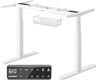 Height Adjustable Standing Desk Frame with Oval Leg Design, Dual Motor Electric Standing Desk Sit Stand Desk with 62-125cm, 4 Memory Keyboard and Anti-collision System