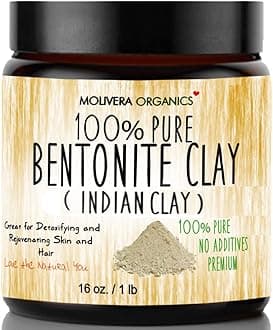 Molivera Organics Bentonite Clay for Detoxifying and Rejuvenating Skin and Hair, 16 oz.