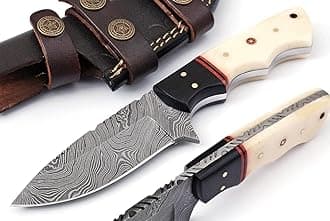 Custom Handmade Fixed Blade Hunting Bone Handle Tracker Knife - 8 Inch hand Forged Full Tang Knives For Hunting, Outdoor Camping, Hiking, Fishing, Bushcraft Knives With Leather Sheath. (Bone Reson Knife-1)