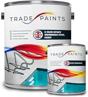 2 Pack Epoxy Swimming Pool Paint - Ideal for Concrete, Stone, Brick - 5 litres (Maritime Blue BS20D45)